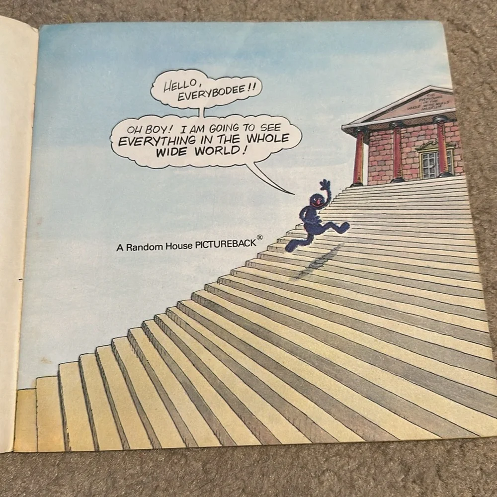 Vintage 1974 Sesame Street Grover Everything Whole Wide World Museum Book HTF